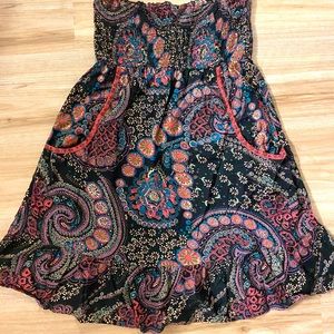 Strapless boho pocket dress